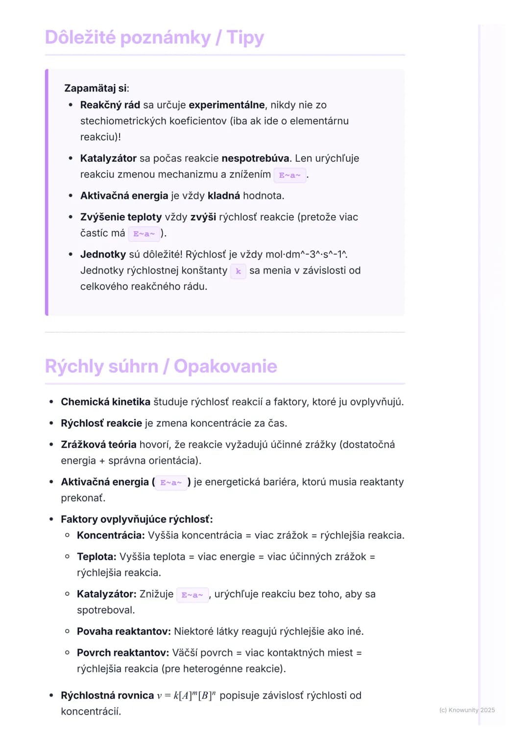 # Chemická kinetika

## Prehľad / Úvod

Chemická kinetika je oblasť chémie, ktorá sa zaoberá štúdiom rýchlosti,
akou prebiehajú chemické rea