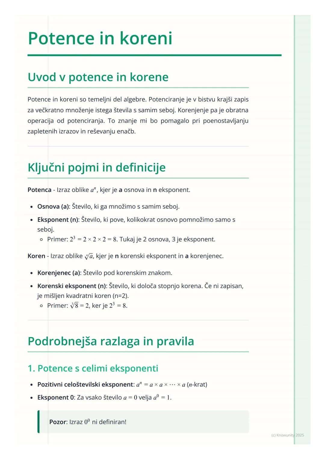 # Potence in koreni

Uvod v potence in korene

Potence in koreni so temeljni del algebre. Potenciranje je v bistvu krajši zapis
za večkratno