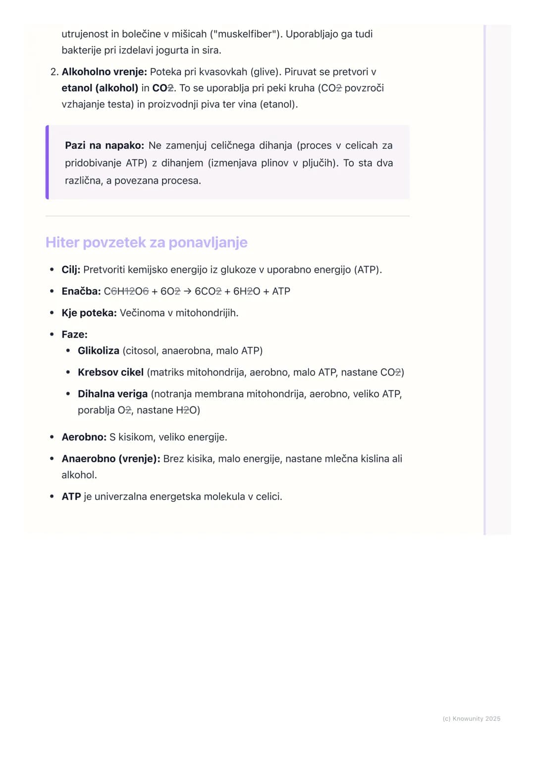 # Celično dihanje

Uvod v celično dihanje

Celično dihanje je proces, pri katerem celice razgrajujejo organske snovi
(predvsem glukozo) in s