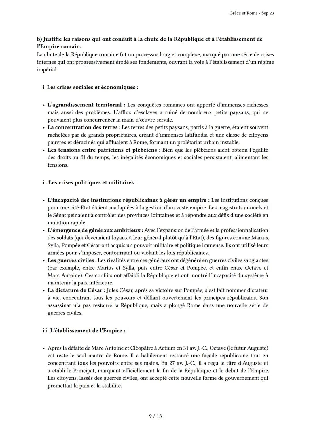 Grèce et Rome

Généré par Knowunity.fr - Sep 23

Description: Cet examen couvre les civilisations grecque et romaine antiques.

Bonne chance