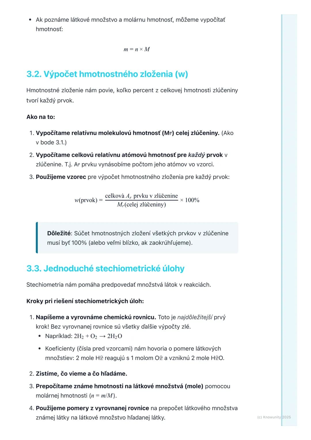# Výpočty v chémii
## 1. Úvod do chemických výpočtov
V chémii je super dôležité vedieť nielen, čo sa s čím spája, ale aj koľko toho
potreb