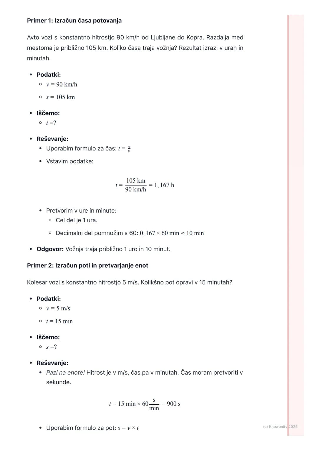 # 2.3. Enakomerno gibanje
Kaj je enakomerno gibanje?
To je najenostavnejša oblika gibanja. Telo se giblje enakomerno, če v enakih
časovnih