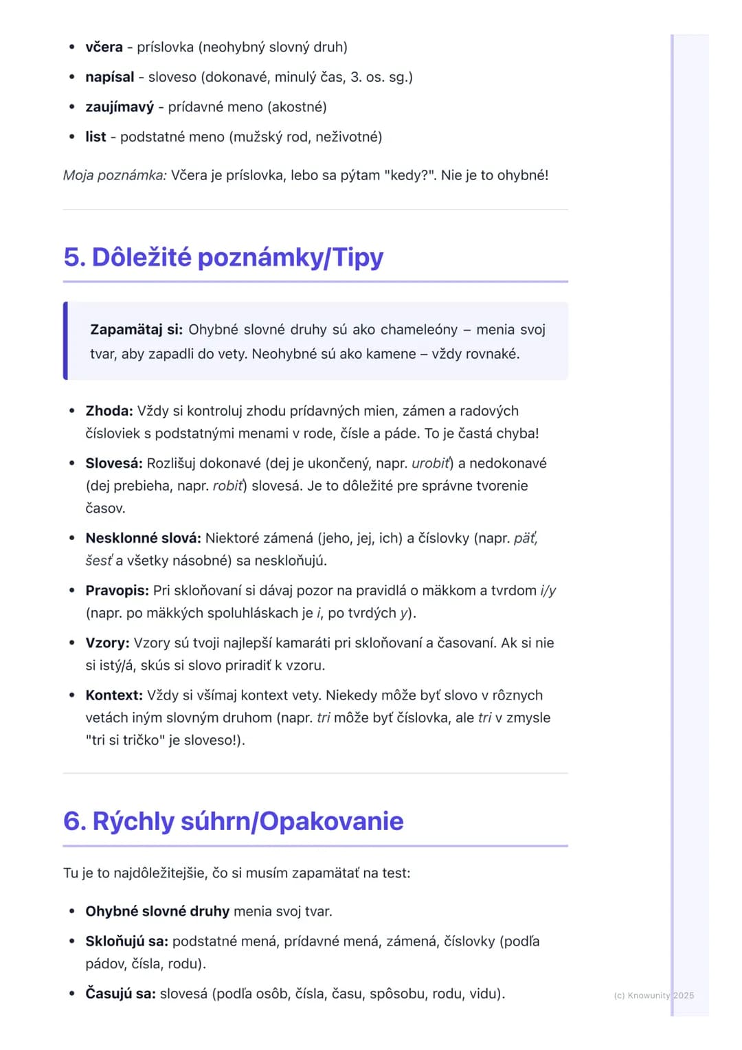 # Ohybné slovné druhy
## 1. Prehľad ohybných slovných druhov
Ahoj! Tieto poznámky sú na opakovanie ohybných slovných druhov, čo je super
d
