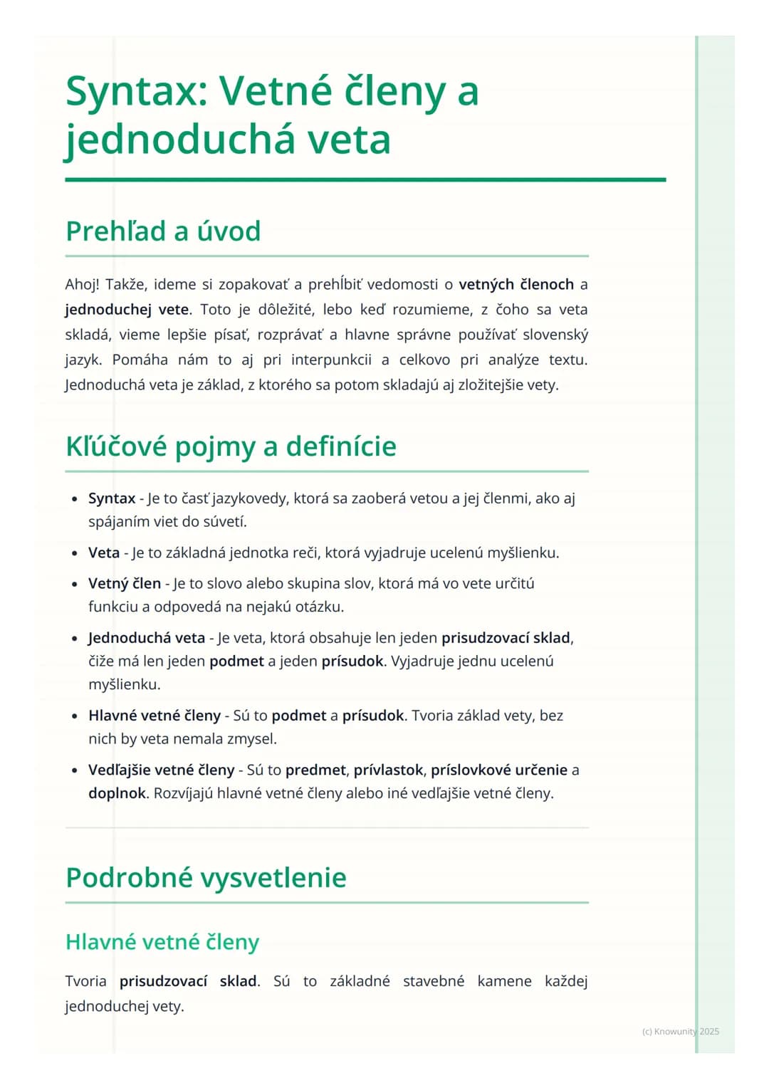 # Syntax: Vetné členy a
jednoduchá veta
Prehľad a úvod
Ahoj! Takže, ideme si zopakovať a prehĺbiť vedomosti o vetných členoch a
jednoduche