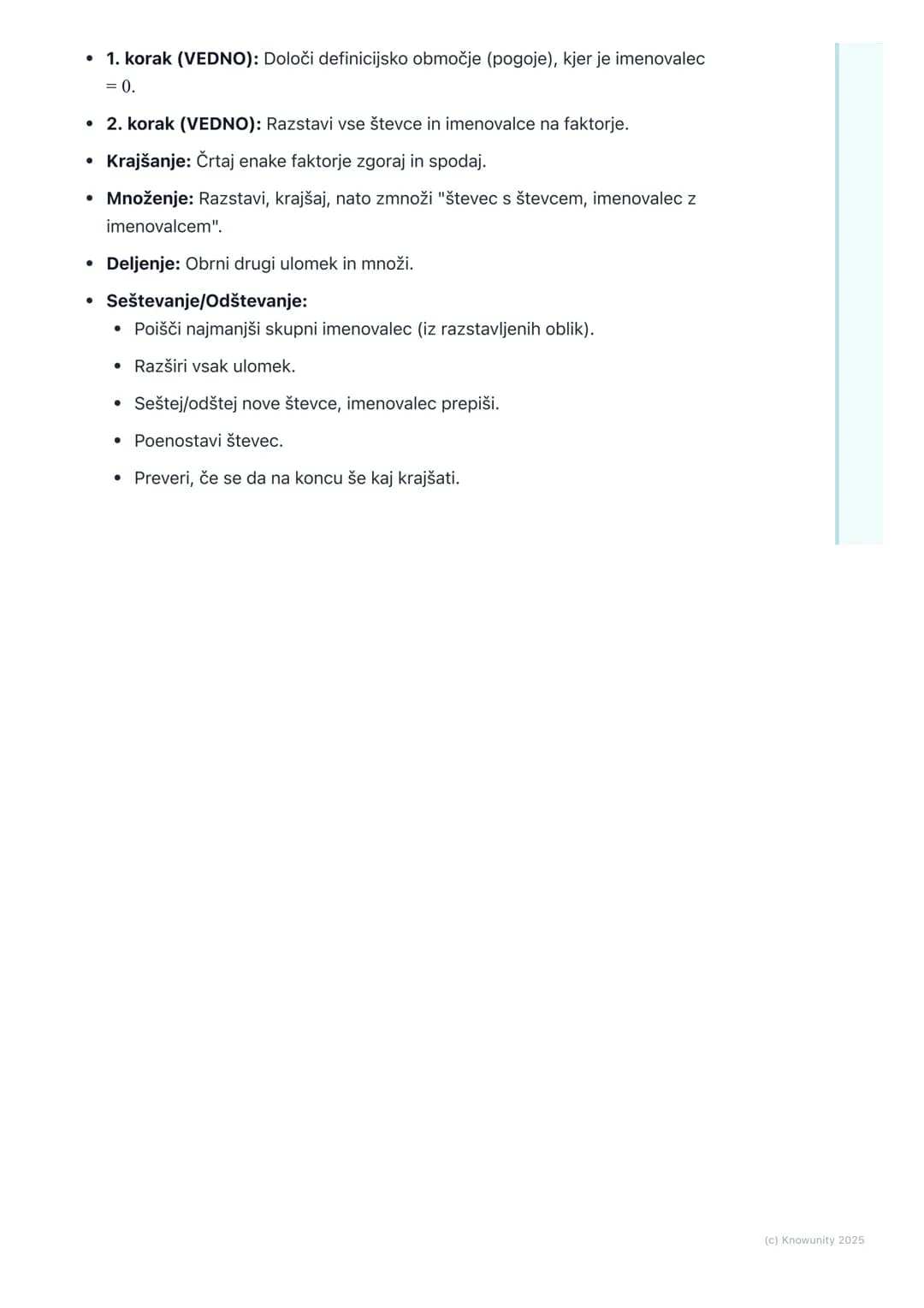 # Algebrski ulomki
Uvod v algebrske ulomke
Algebrski ulomki so v bistvu posplošitev navadnih ulomkov, s katerimi že
znamo računati. Razlik