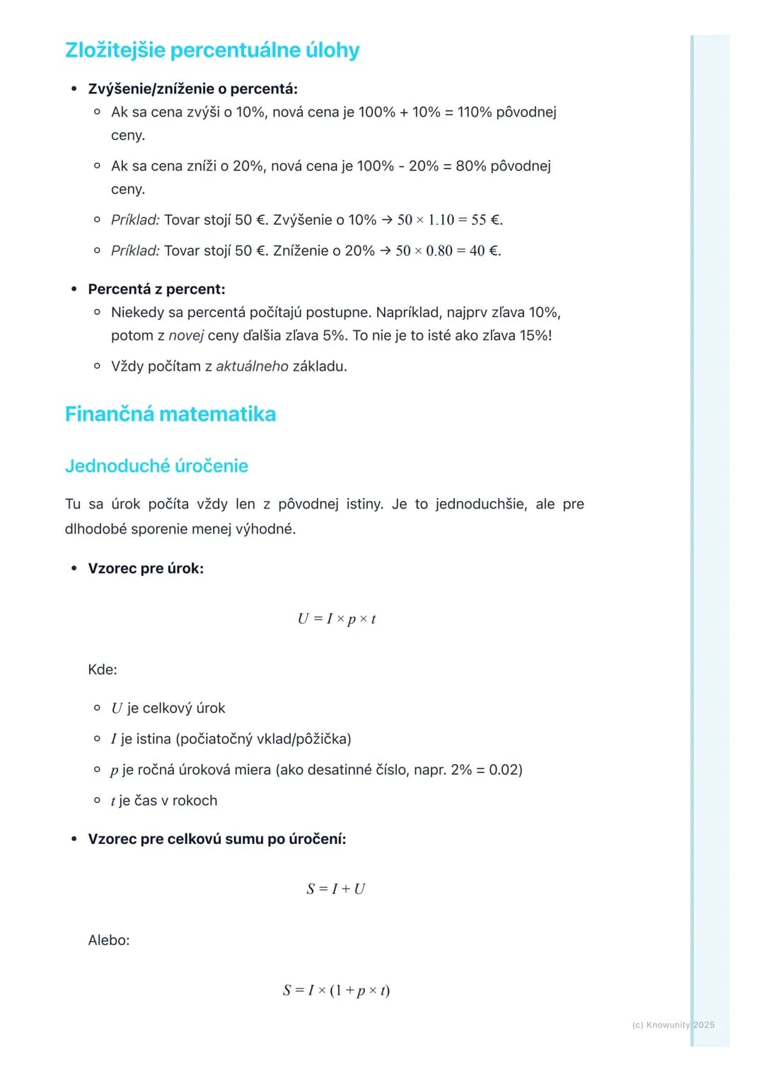 # Percentá a finančná
matematika
1. Prehľad a úvod
Takže, ideme sa pozrieť na percentá a finančnú matematiku. Je to dôležité,
lebo percent